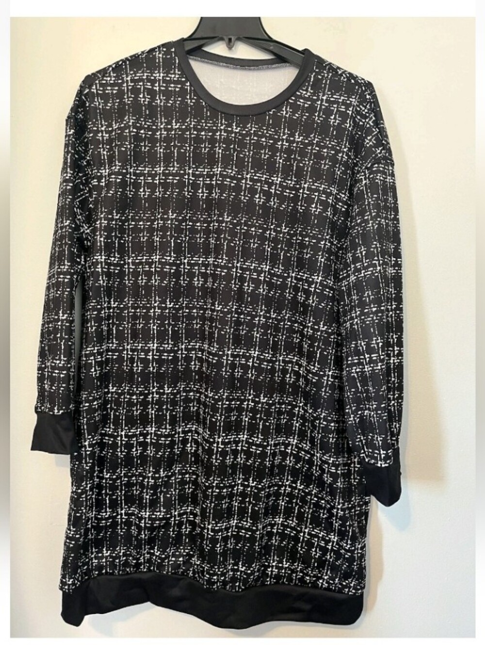 Black White Sleeve Long Hoodie Sweatshirt